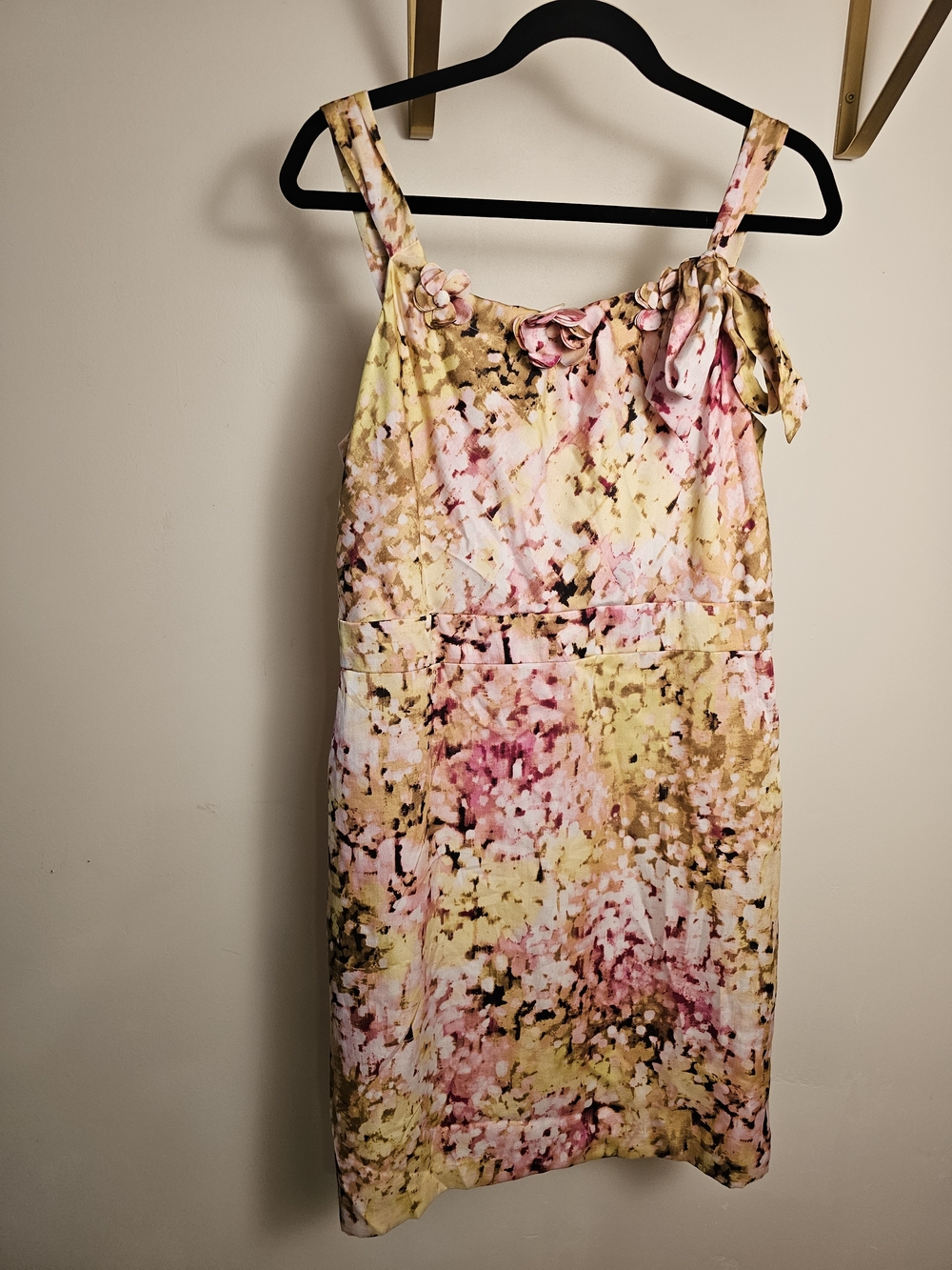 NWT LOFT Floral Tie-Shoulder Sundress in Pink, Yellow & Brown Wash